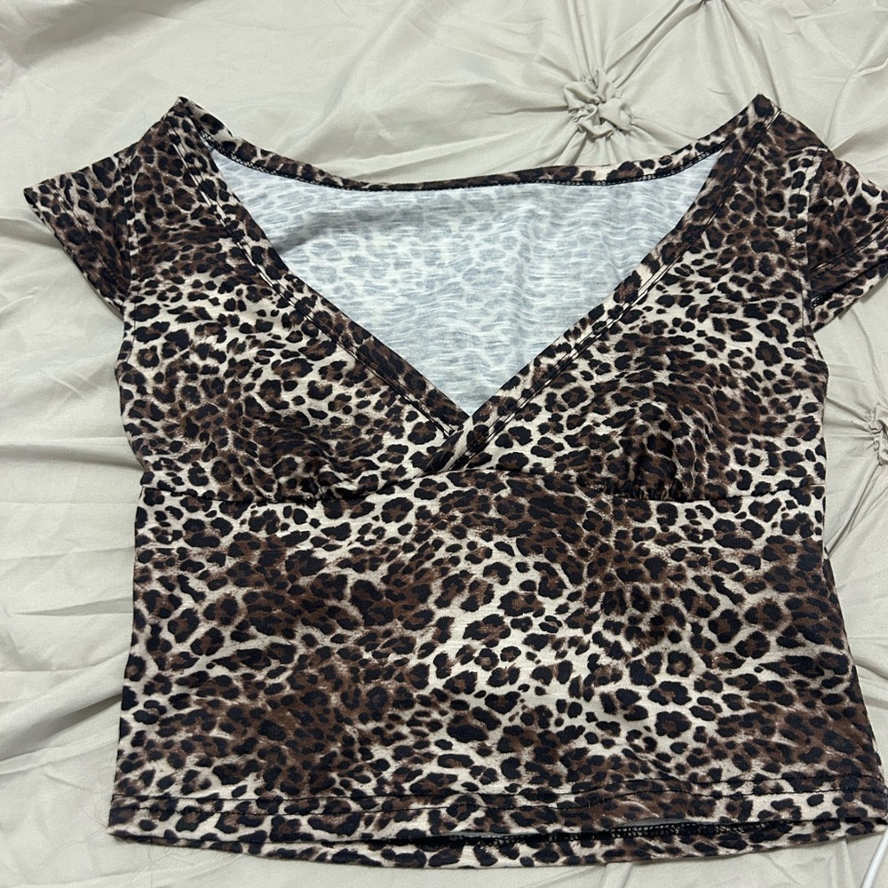 Leopard Print V-Neck Women's Top